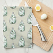 ヴィンテージダイヤモンドペンダントティール（緑がかった色）パタビクトリアンーン キッチンタオル (四つ折り)