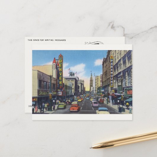 ヴィンテージダウンタウンデンバー葉書 – 再印刷 ポストカード (正面/裏面インサイチュ)