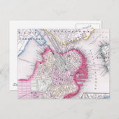 ヴィンテージダウンタウンボストンの地図(1864) ポストカード (正面/裏面)