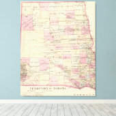 ヴィンテージダコタ州の地図（1880年） キャンバスプリント (インサイチュ (ウッドフロア))
