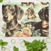 ヴィンテージダシュント絵を描シームレス キッチンタオル (折り畳み)