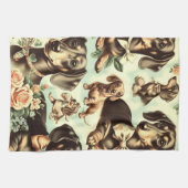 ヴィンテージダシュント絵を描シームレス キッチンタオル (横)