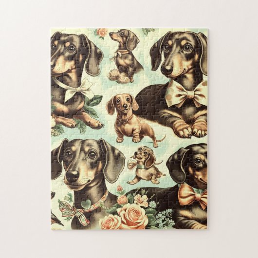 ヴィンテージダシュント絵を描シームレス ジグソーパズル (縦)