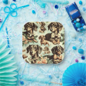 ヴィンテージダシュント絵を描シームレス ペーパープレート (パーティー)