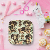 ヴィンテージダシュント絵を描シームレス ペーパープレート (パーティー)