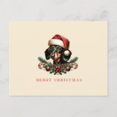 ヴィンテージダシュンドドッグメリークリスマスホリデーカード ポストカード (正面)