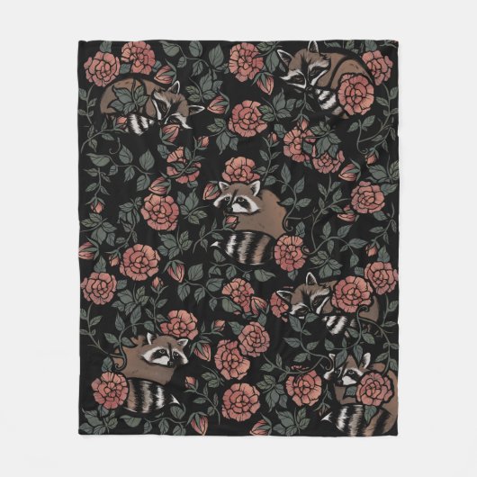 ヴィンテージダスティバラアライグマ フリースブランケット (正面)