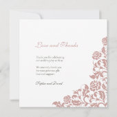 ヴィンテージダスティバラピンクレース結婚スクエアの写真 サンキューカード (裏面)