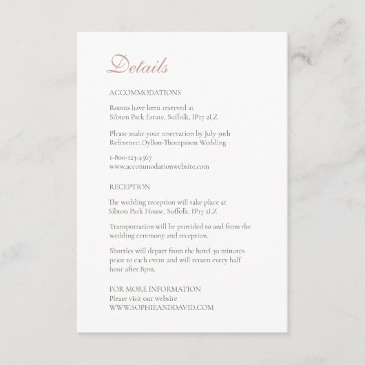 ヴィンテージダスティバラピンクレ結婚ース詳細 エンクロージャーカード (正面)