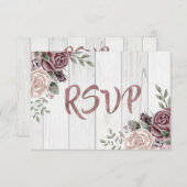 ヴィンテージダスティバラ水彩花束木材 出欠カード (正面/裏面)