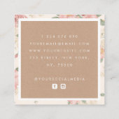 ヴィンテージダスティピンクローズ自然ガーデン素朴クラフト スクエア名刺 (裏面)