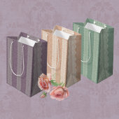 ヴィンテージダスティピーチレースアンドダマスク ミディアムペーパーバッグ