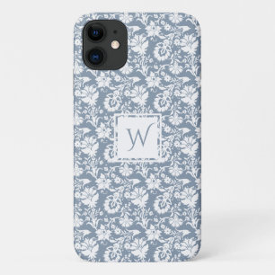 ヴィンテージダスティブルーとホワイトフローラモノグラム iPhone 11 ケース