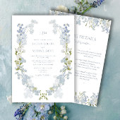 ヴィンテージダスティブルーガーデンモノグラム詳細結婚 招待状