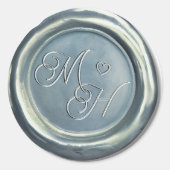 ヴィンテージダスティブルークラスイニシャル結婚式の引き出物 ラウンドシール (正面)