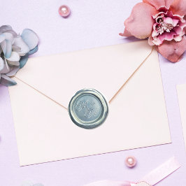 ヴィンテージダスティブルークラスイニシャル結婚式の引き出物 ラウンドシール