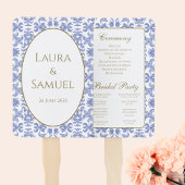 ヴィンテージダスティブルーハンドファン結婚式 プログラム ハンドファン