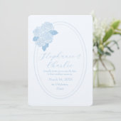 ヴィンテージダスティブルーバラ結婚式の日付を保存 招待状 (スタンド正面)