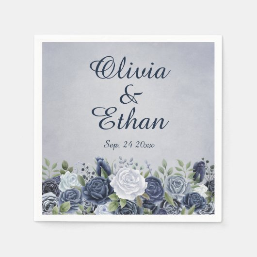 ヴィンテージダスティブルーバラ スタンダードカクテルナプキン (正面)