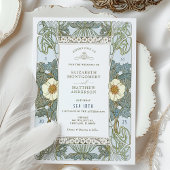 ヴィンテージダスティブルービクトリアンアールヌーボー結婚ズ 招待状