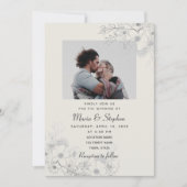ヴィンテージダスティブルーフォト結婚式招待状 招待状 (正面)