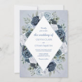 ヴィンテージダスティブルーフローラダイヤモンド 招待状 (正面)