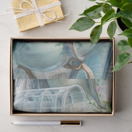 ヴィンテージダスティブルーフローラティーパーティーティッシュペーパー 薄葉紙 (ギフト)