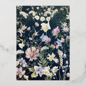 ヴィンテージダスティブルーフローラフォイル日付カードを保存 箔招待状 (裏面)