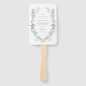 ヴィンテージダスティブルーフローラモノグラム結婚式 プログラム ハンドファン (正面)