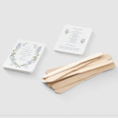 ヴィンテージダスティブルーフローラモノグラム結婚式 プログラム ハンドファン (組立なし)