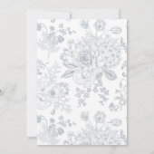 ヴィンテージダスティブルーフローララインアート60誕生日 招待状 (裏面)