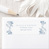 ヴィンテージダスティブルーフローラルウェディングアドレス ラベル (インサイチュ)