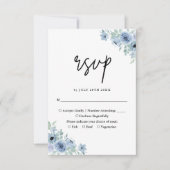 ヴィンテージダスティブルーフローラ結婚ズ 出欠カード (正面)