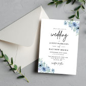 ヴィンテージダスティブルーフローラ結婚ズ 招待状