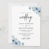 ヴィンテージダスティブルーフローラ結婚写真 招待状 (正面)