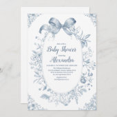 ヴィンテージダスティブルーボウ 招待状 (正面/裏面)