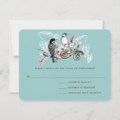 ヴィンテージダスティブルーラブバード結婚の応答カード 出欠カード (裏面)