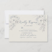 ヴィンテージダスティブルー結婚ズ 出欠カード (正面)