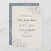 ヴィンテージダスティブルー結婚ズ 招待状 (正面/裏面)