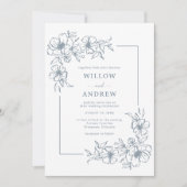 ヴィンテージダスティブルー結婚式招待状 招待状 (正面)