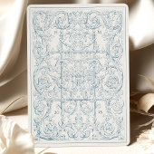 ヴィンテージダスティブルー華美の結婚スクロール 招待状