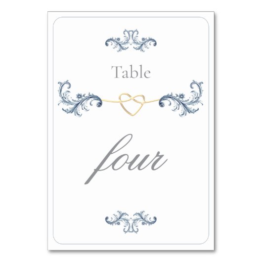 ヴィンテージダスティー結婚ブルーのテーブル番号 テーブルナンバー (正面)