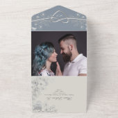 ヴィンテージダスティ結婚ブルーの全てを1つの招待状 オールインワン招待状 (外側)