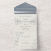 ヴィンテージダスティ結婚ブルーの全てを1つの招待状 オールインワン招待状 (内側)