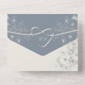 ヴィンテージダスティ結婚ブルーの全てを1つの招待状 オールインワン招待状 (裏面)