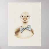 ヴィンテージダックと弓とグラス子供部屋アート ポスター (正面)