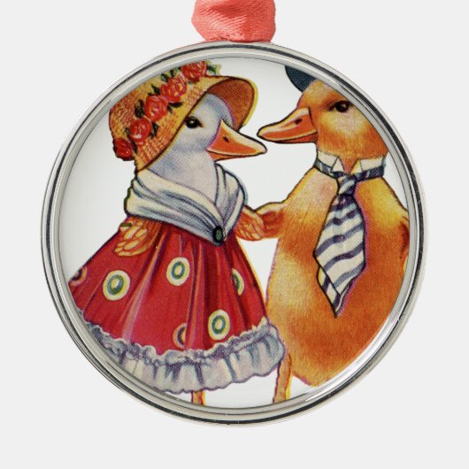 ヴィンテージダックカップル メタルオーナメント (正面)