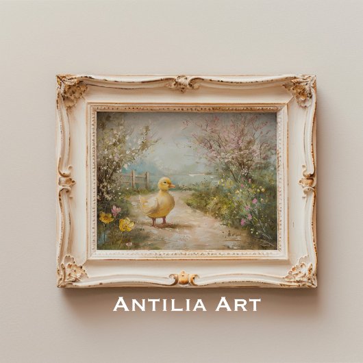 ヴィンテージダッククリングポートレート春ファームライフダック ポスター