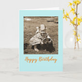 ヴィンテージダックシュント誕生日 カード (黄色い花)