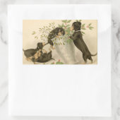 ヴィンテージダックスシャント犬クリスマスホリデーシール 長方形シール (バッグ)